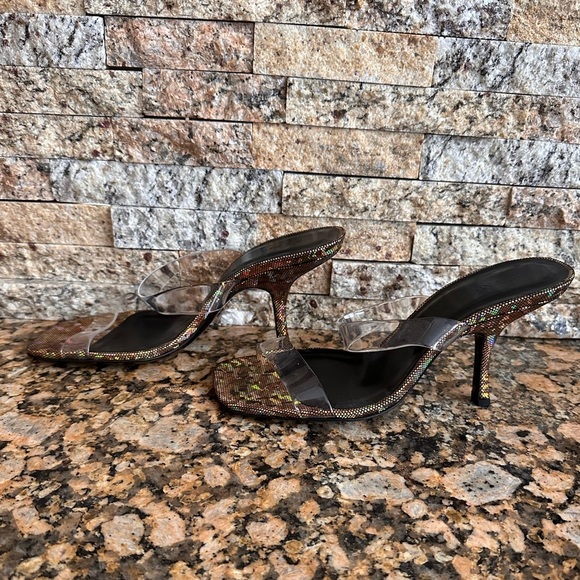 New By Far Clara PVC Iridescent Heeled 95mm Sandals - Picture 6 of 11